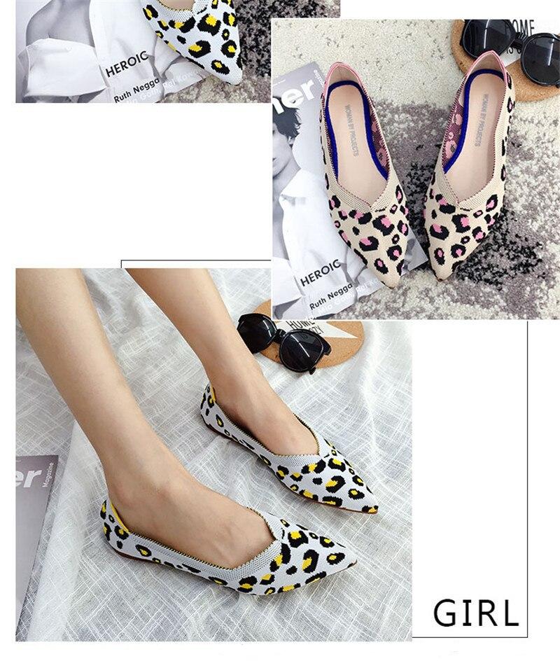 2019 Women's Flat Shoes Ballet Shoes Breathable Knit Pointed Shoes Moccasin Mixed Color Women's Soft Shoes Women Zapatos De