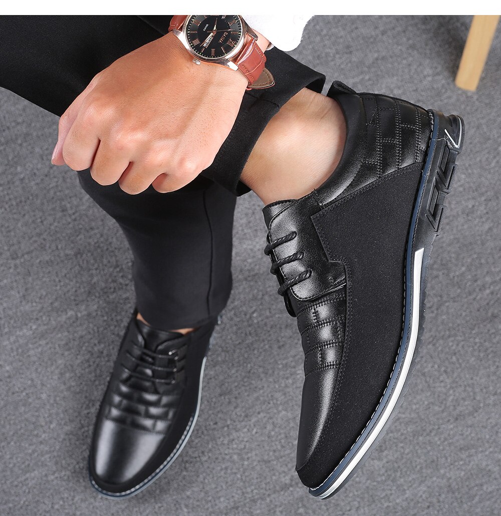 High Quality Big Size Casual Shoes Men Fashion Business Men Casual Shoes Hot Sale Spring Breathable Casual Men Shoes Black